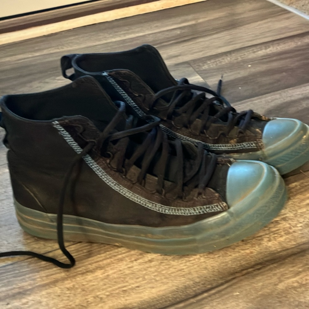 Converse Black High-Tops with Translucent Blue Soles